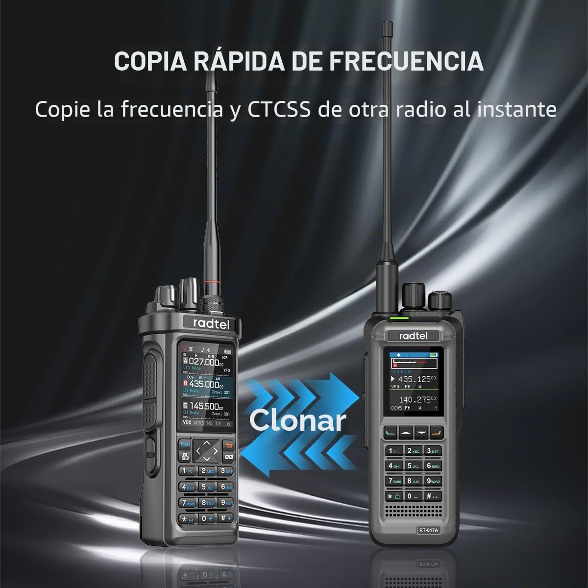 Radioaficionado Radtel RT-950 Pro GPS/APRS, walkie-Talkie portátil de Largo Alcance de 10 W, programación por aplicación Bluetooth (con Cable de programación y batería Adicional)