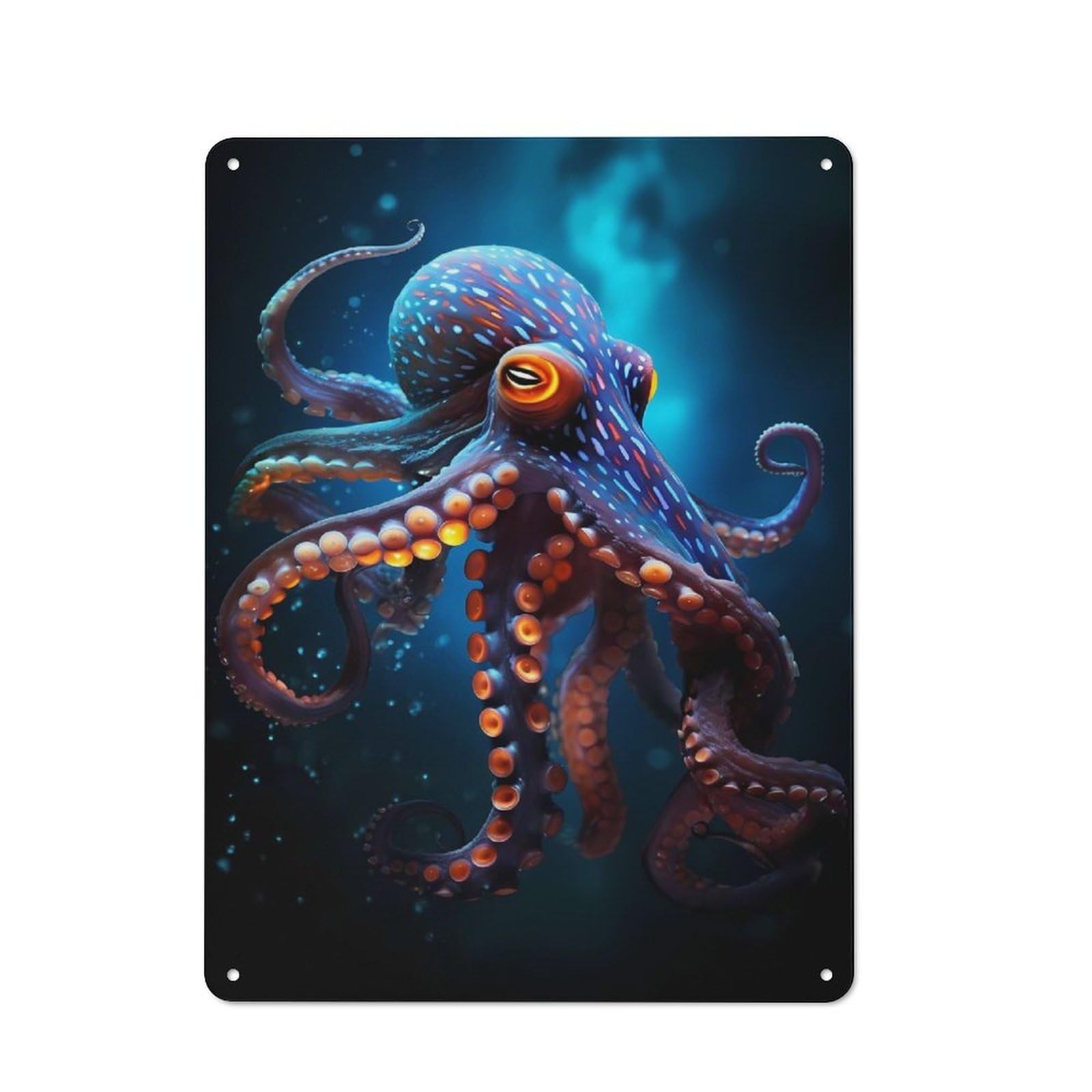 Junmoney Style-24 Octopus Sea Life Vintage Metal Plaque 40X30cm For Hobby Room Or Studio, Suited To Hobby Room Decor Fans