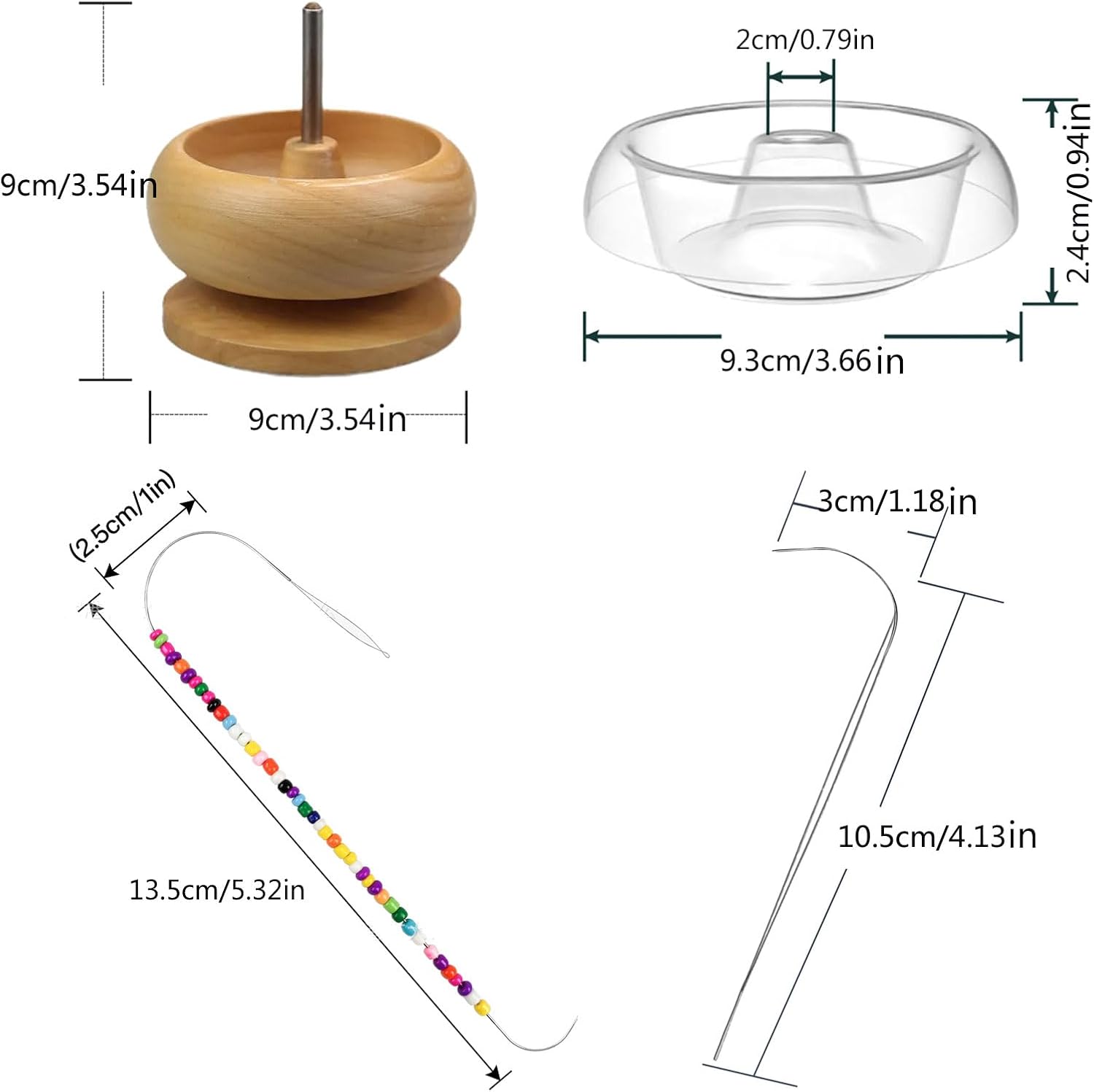 Bead Piercer Spinner Wood Bowl for Waist Bracelets Beads Crafting Project Jewelry Making Waist Bead Spinner Bowl
