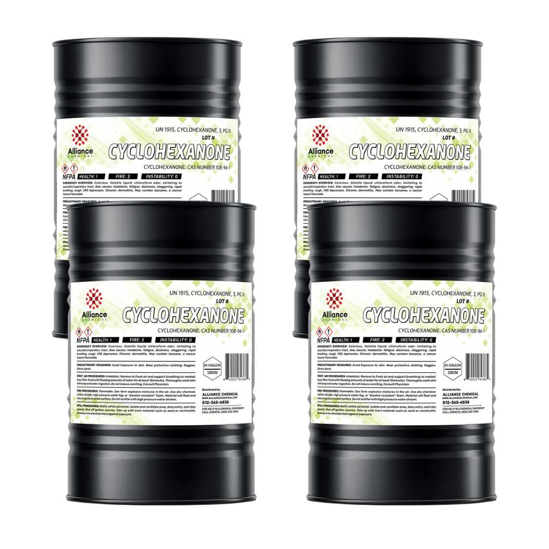 Cyclohexanone ACS Reagent Grade - 4 x 55 Gallon Drums - High Purity Solvent