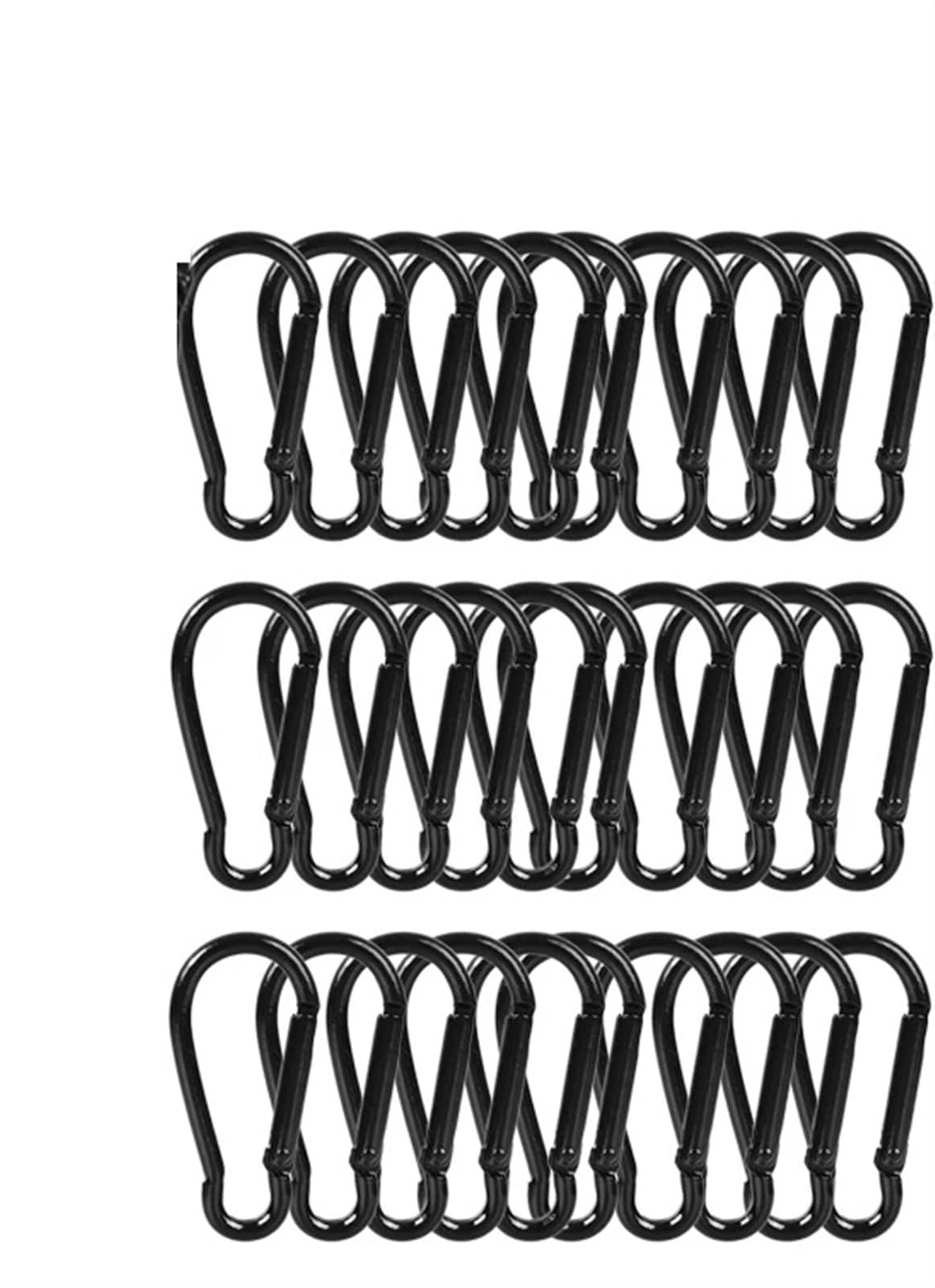 10/20/30 Stück Mini-D-förmige Karabinerhaken – Schlüsselanhänger aus Aluminiumlegierung for Outdoor-Camping und den täglichen Gebrauch(Black 30pcs)