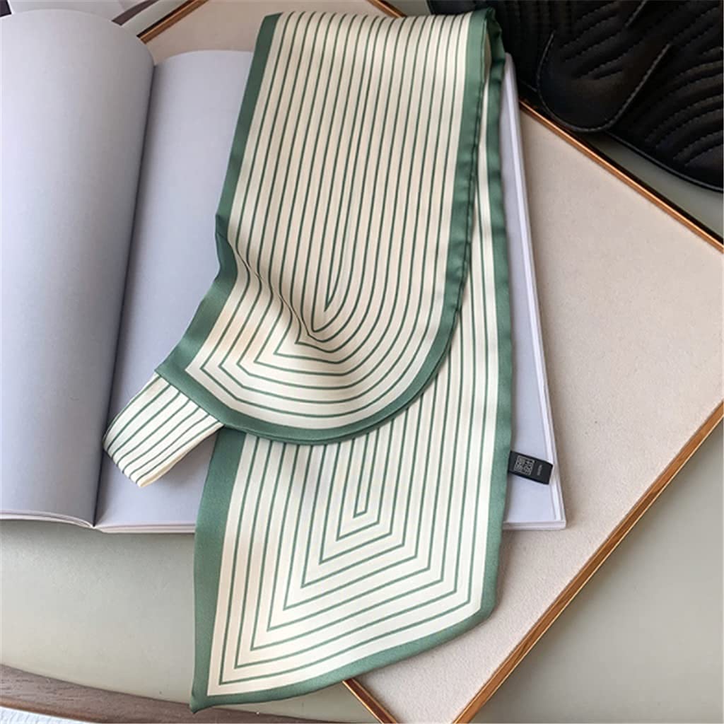 Bufanda de Mujer Pañuelo Cuadrado Corbata de Pelo Estampado Pañuelo de Seda Satinada Pañuelo de Cabeza para Mujer Pañuelo de Seda de Tira Larga pequeña (A 15 * 70CM)