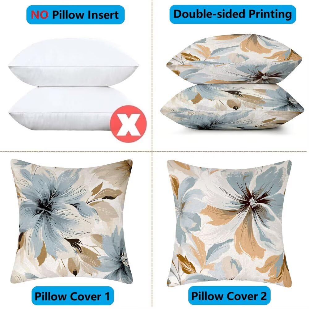 Federe Cuscini da Esterno Impermeabili 65x65 Astratto Copri Cuscini per Divano Fiori Federa Cuscino Moderno Decorativi Copricuscini per Divano Giardino Patio Soggiorno Copricuscino Set di 2 (IU59)