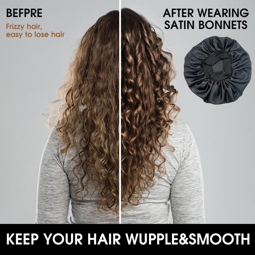 Miniatura 5 de Gorros de ducha de seda  Gorro de satén para dormir, gorro de pelo para cabello rizado, gorro jumbo y más  Gorros grandes para mujeres y hombres