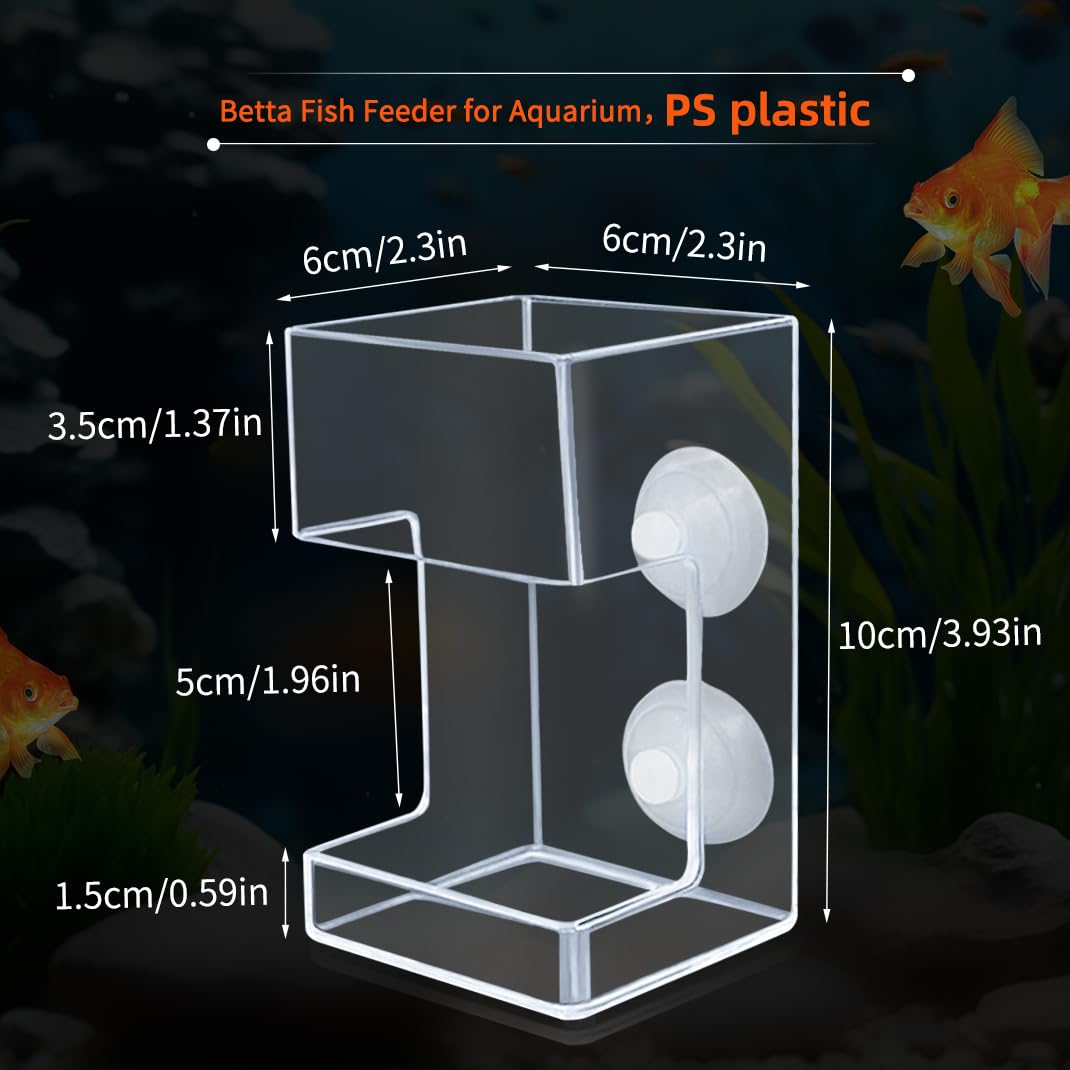 Acrylic Betta Fish Feeder for Aquarium, Square Feeding Ring Suction Cup with 1 Spoon, Transparent Aquarium Bird Shrimp Feeder (Square)