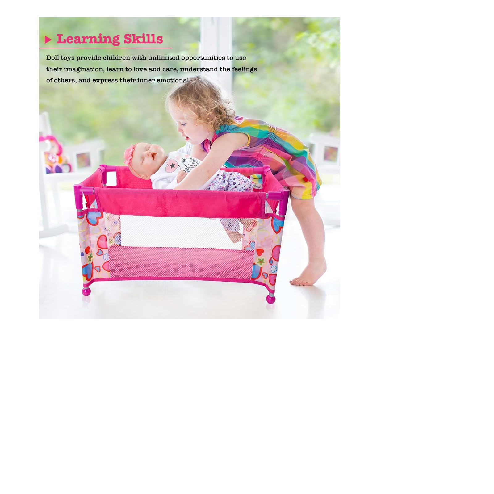 lit poupee pour poupée de 43 cm | accessoires poupon lit bebe jouet | lit de voyage pour poupée | cadeau pour filles de plus de 3 ans