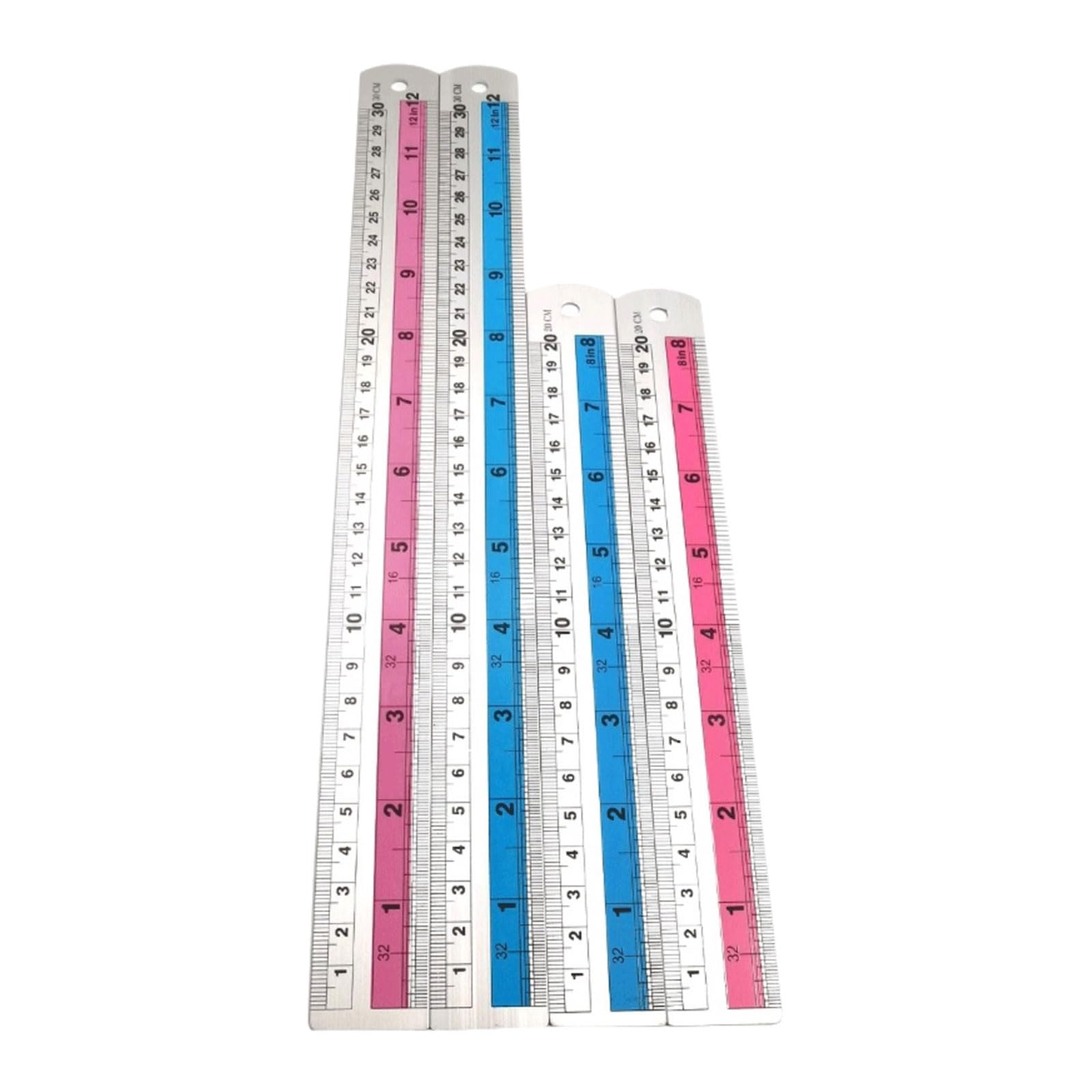 Règle à bord droit, règle à bords droits en métal, outil de mesure précis pour travaux manuels, coupe métrique, règle métrique double face – Rose 30 cm