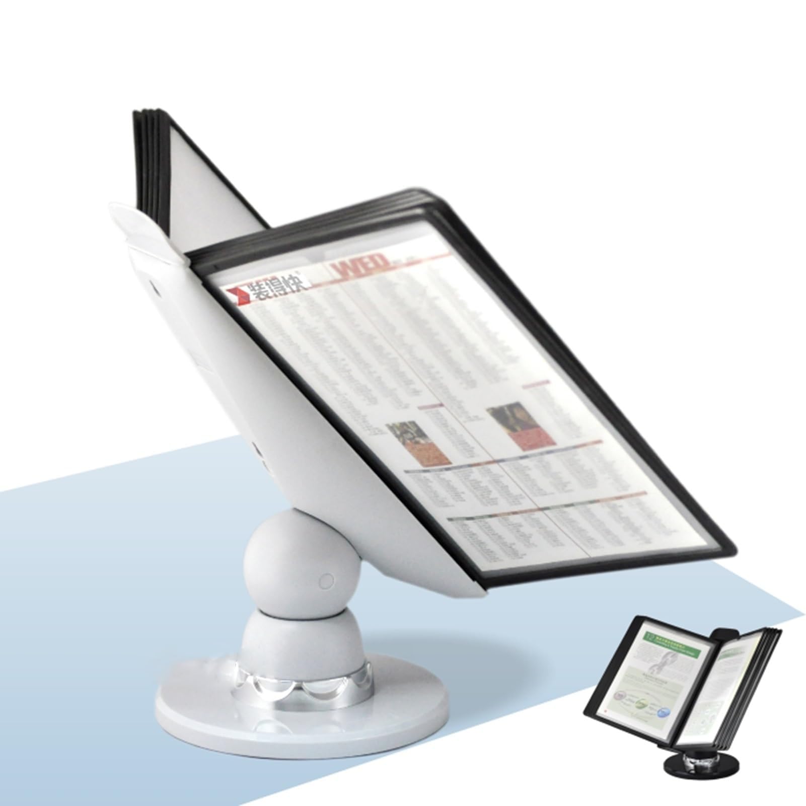 MYUYEE Multi-Function Desk Reference System - Desktop Document Holder, Wall-Mount File Organizer, With 10 Double-Sided Panels, Desktop Flip Display Folder,Catalog Display Rack