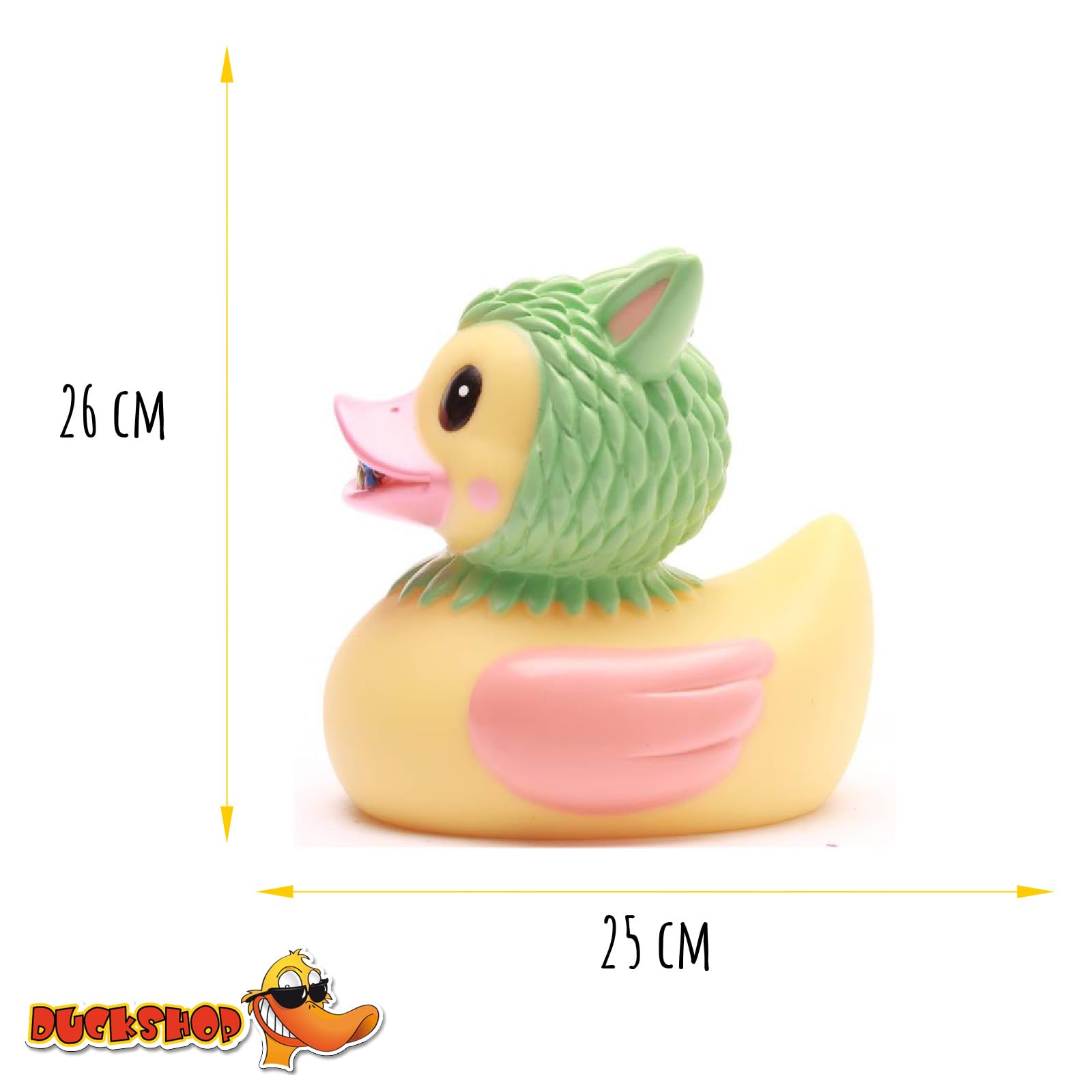 Duckshop I Badeente Quakiboo XXL -gelb- I Quietscheente I Quietscheentchen L: 25 cm I Geschenk für Fantasy-Fans I Präsent für Sammler