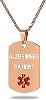 Vista 39 de Collar de alerta médica, etiqueta grabada con láser, grabado personalizado, etiqueta de identificación de acero inoxidable, colgante para hombres