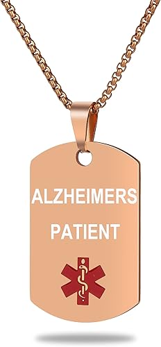 Miniatura 39 de Collar de alerta médica, etiqueta grabada con láser, grabado personalizado, etiqueta de identificación de acero inoxidable, colgante para hombres