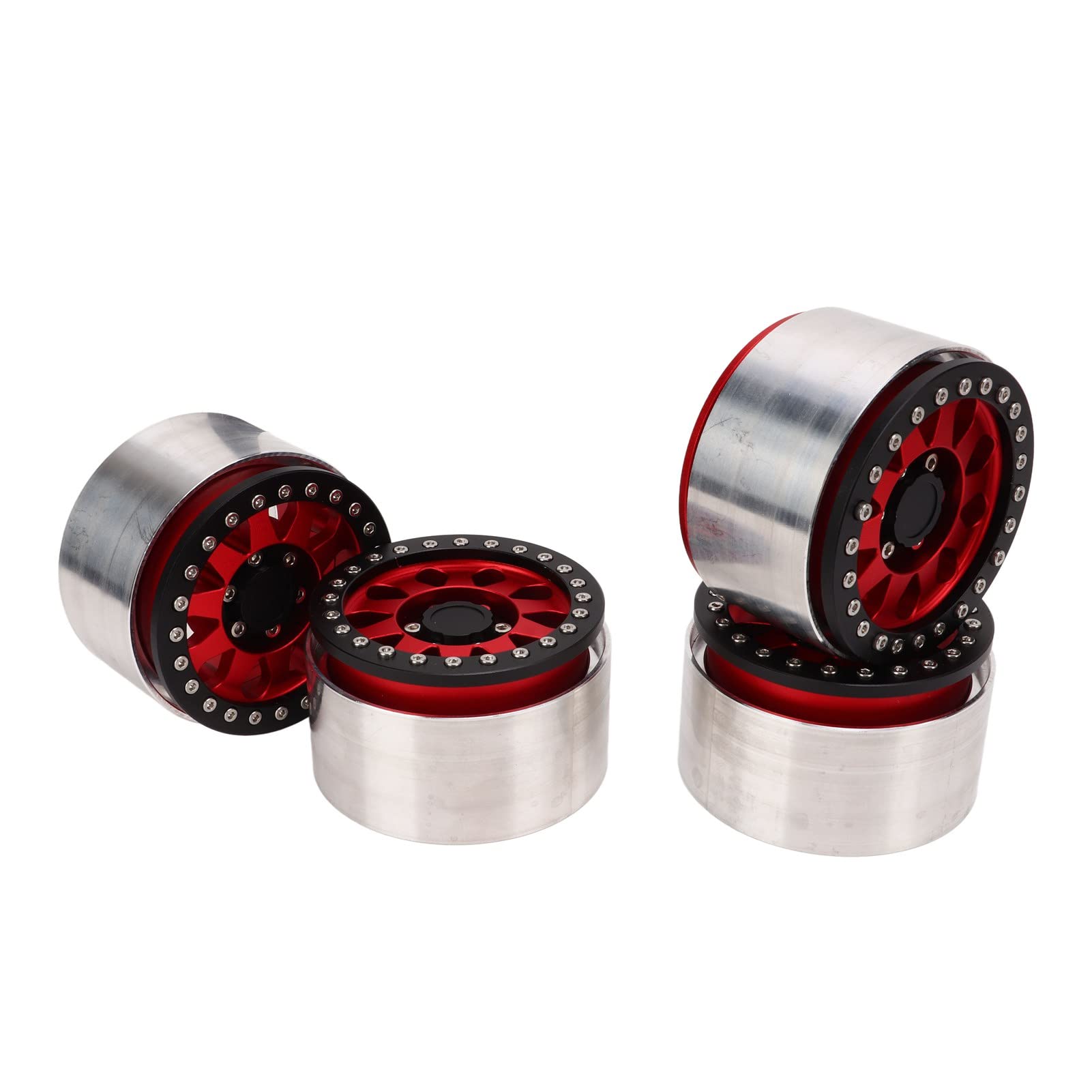 Ruote per Auto RC in Lega di Alluminio Ruote per Veicoli RC Cerchi per Auto Telecomandati per Conversioni 1/6 SCX6 con Design Resistente All'usura Leggero Prestazioni Stabili (rosso)