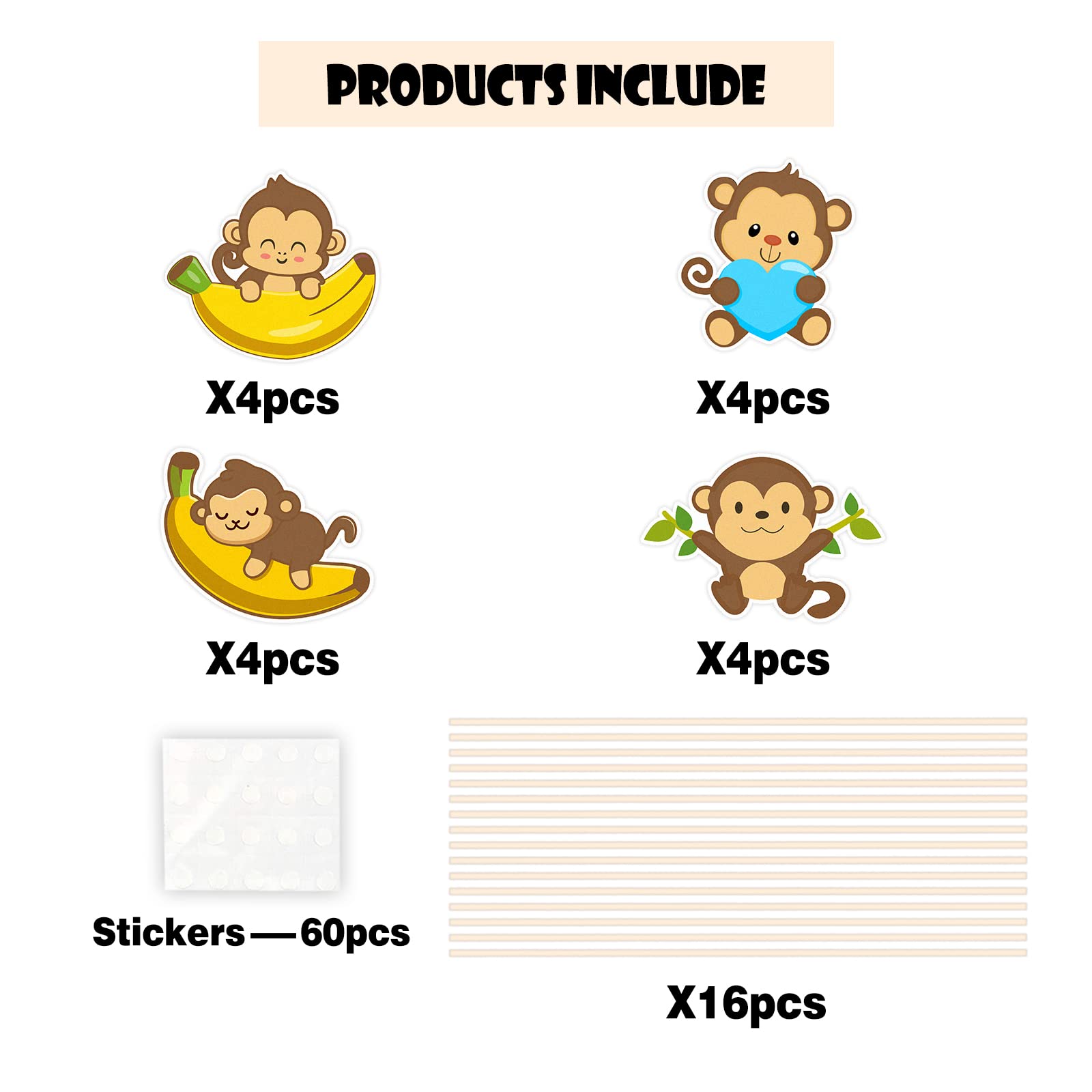 Monkey Boy Baby Shower Centerpiece Sticks - Blue 'It's A Boy' Table Toppers, Gender Reveal Party Decor (16 Pieces)