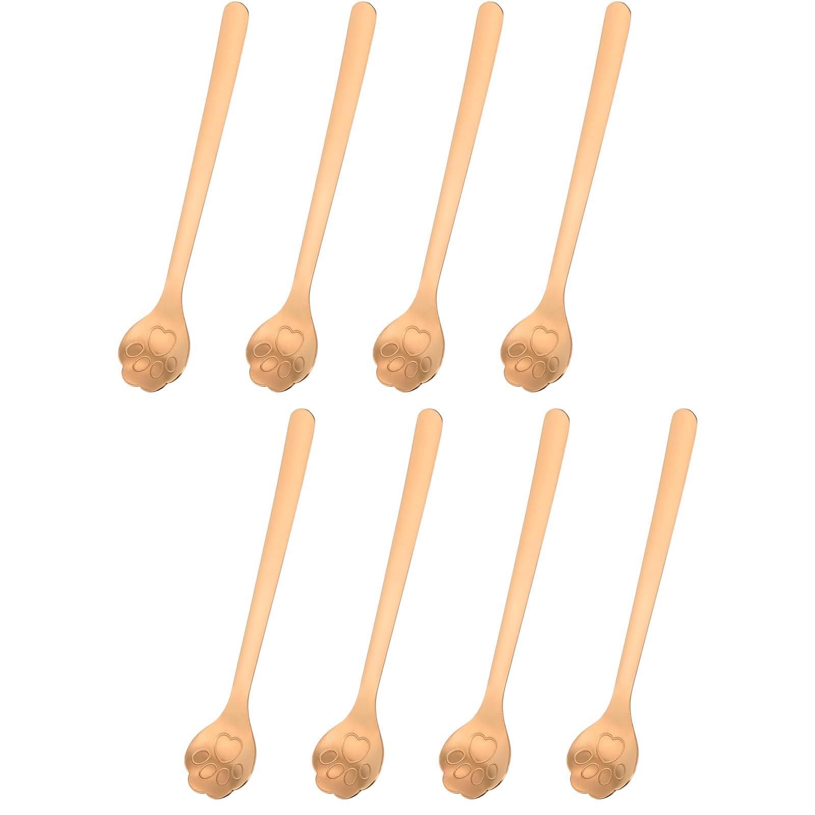 Uxcell 8-Pack Gold Cat Paw Stainless Steel Spoons - 6" Coffee Tea Dessert Stirring Spoons