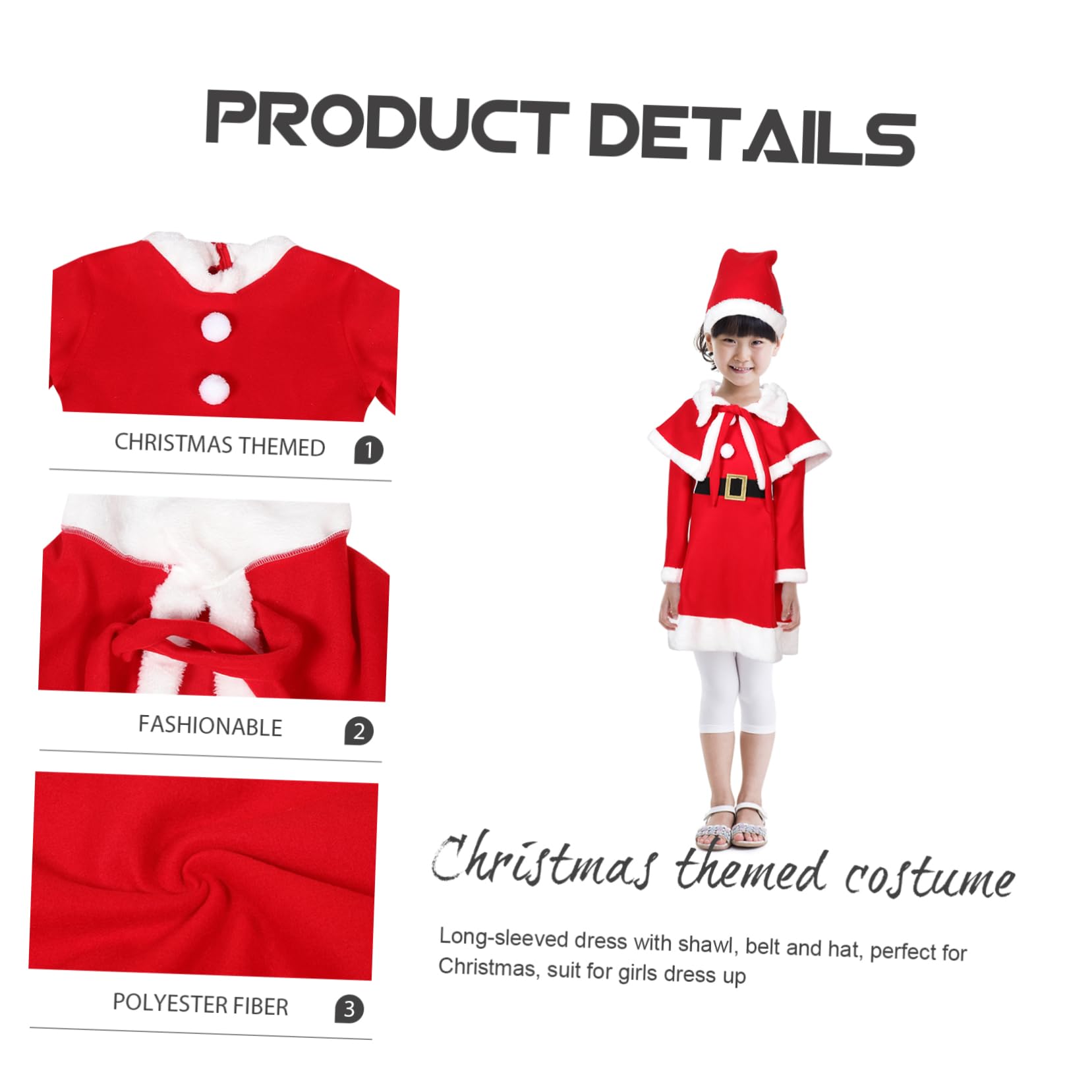 Costume da Babbo Natale per bambina bambola di natale vestito natalizio Natale vestirsi costume natalizio per bambina natalizi per Poliestere (poliestere) rosso