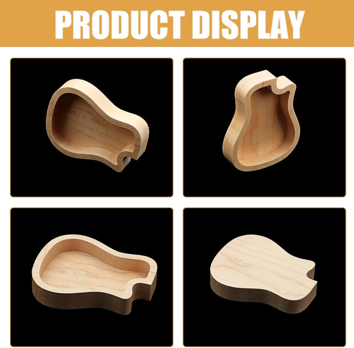DOITOOL Wooden Guitar Pick Case Guitar Shaped Storage Box 120x96mm image 4