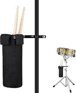 Evenwils Drum Stick Holder Drumstick Bag Container with Metal Drum Stand Clamp Drum Stick Bag for Band, Drummer, Drumming Enthusiasts