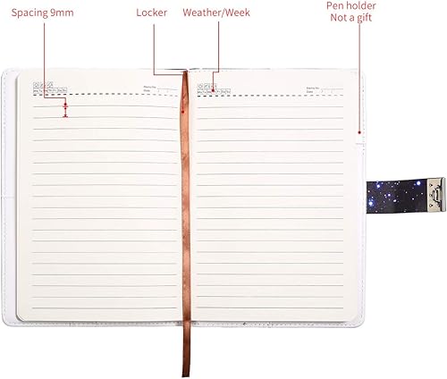 Miniatura 6 de Diario A5 con contraseña creativa con cerradura, diario de piel sintética con contraseña de cerradura Diario