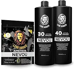 Kit Leon Barber Água Oxigenada 30 e 40 Vol + Pó Descolorante