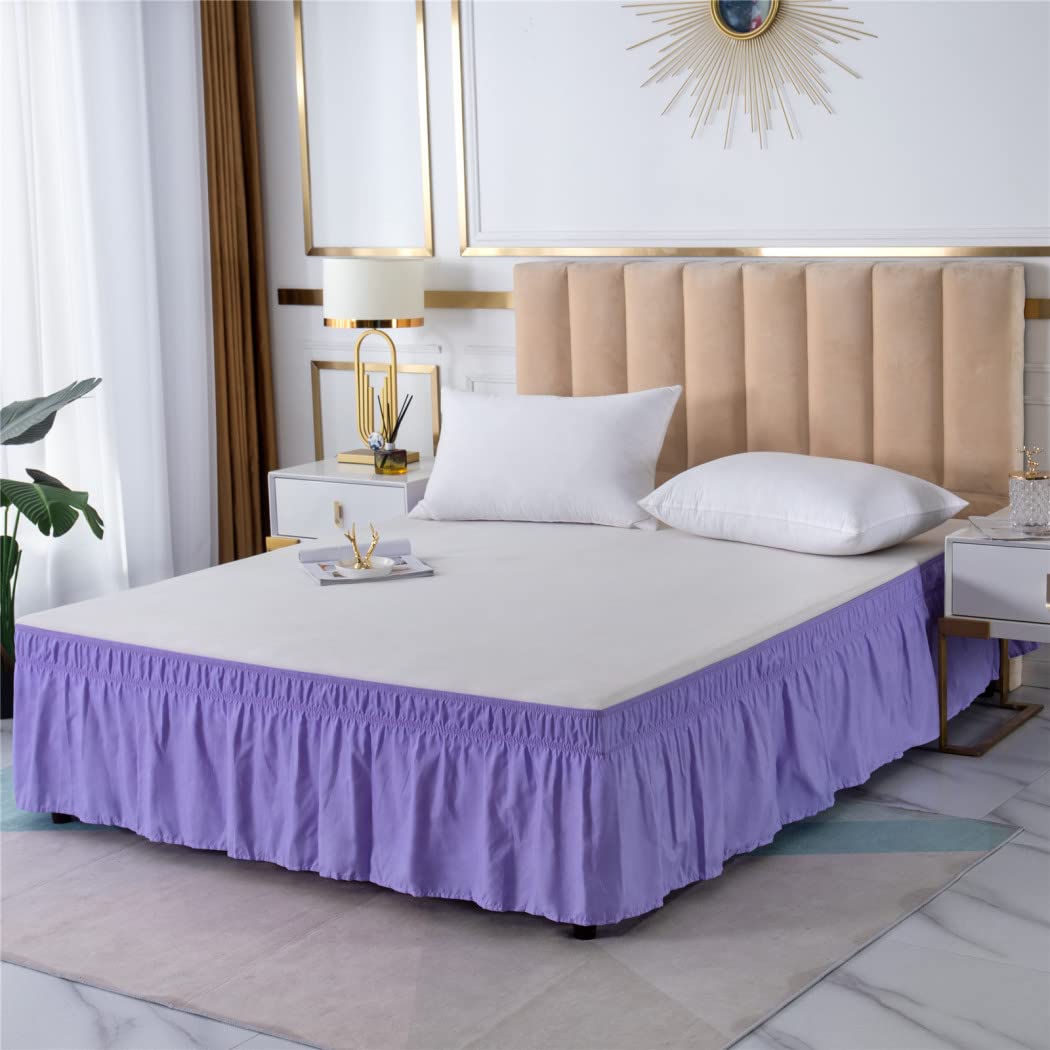 Yinghesheng Polyester Wrap Around Frilled Valance Bed Skirt,Single Double King Super King Elastic Dust Ruffles Bedskirts,Easy Care, Machine Washable,purple,Queen — image 1