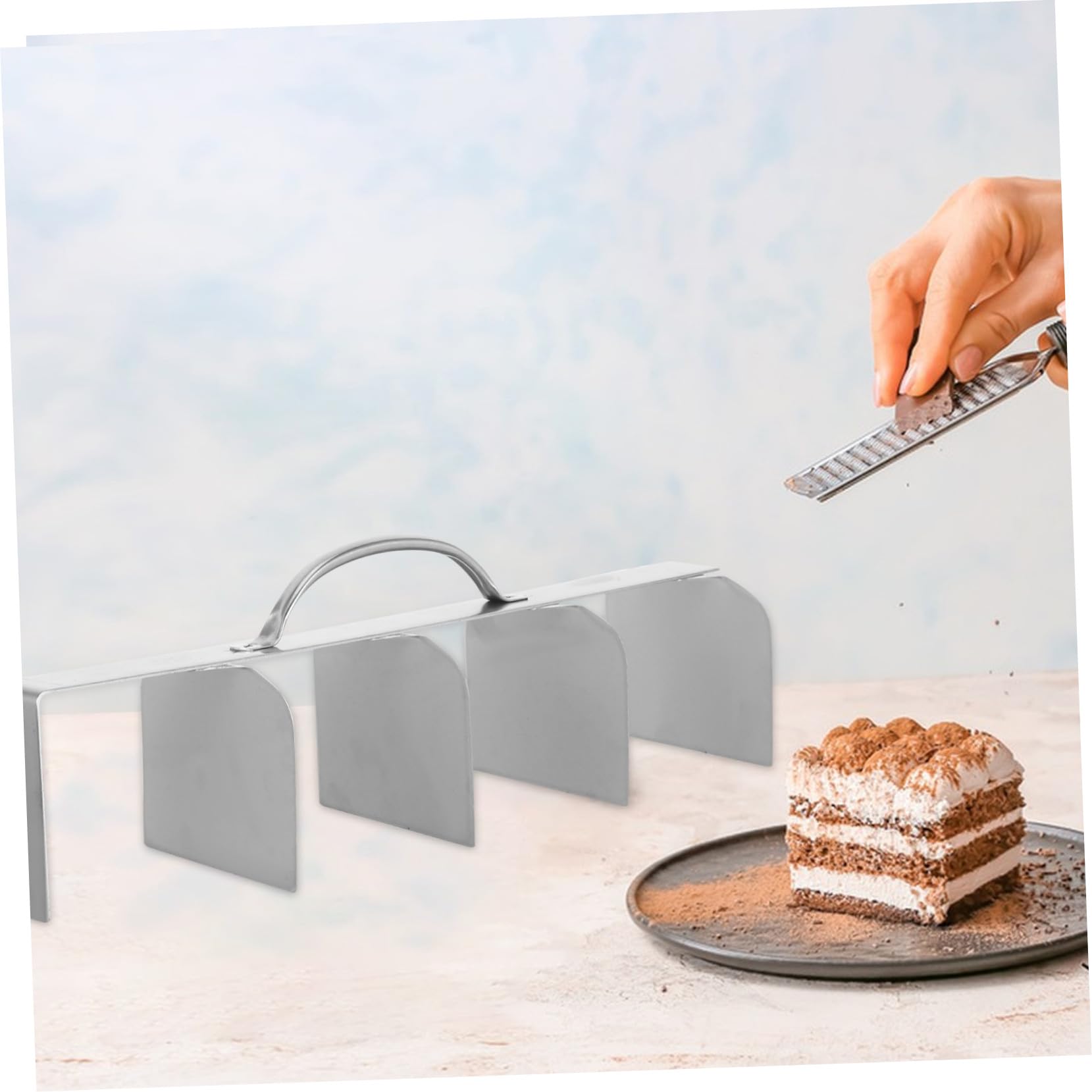 Outil de Découpe de Tiramisu Professionnel Coupe Précise pour 5 Parts Égales en Acier Inoxydable Argenté pour Desserts et Occasions Spéciales