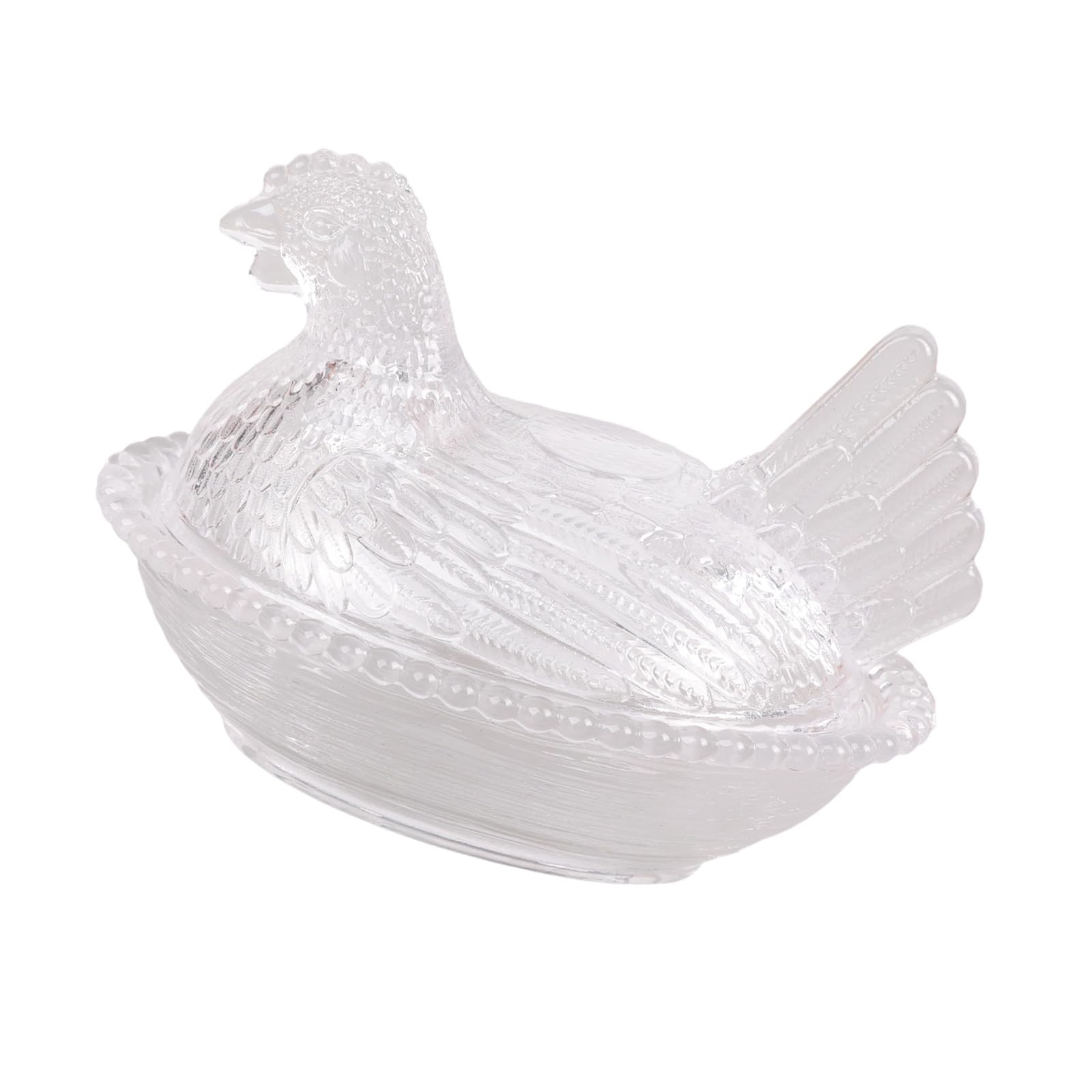 Xjdzineq Crystal Glasses Chicken Shape Candy Jar Bowl with Lid, Dessert Plate Candys Covered Decorative Snacks Bowl Glass Hen