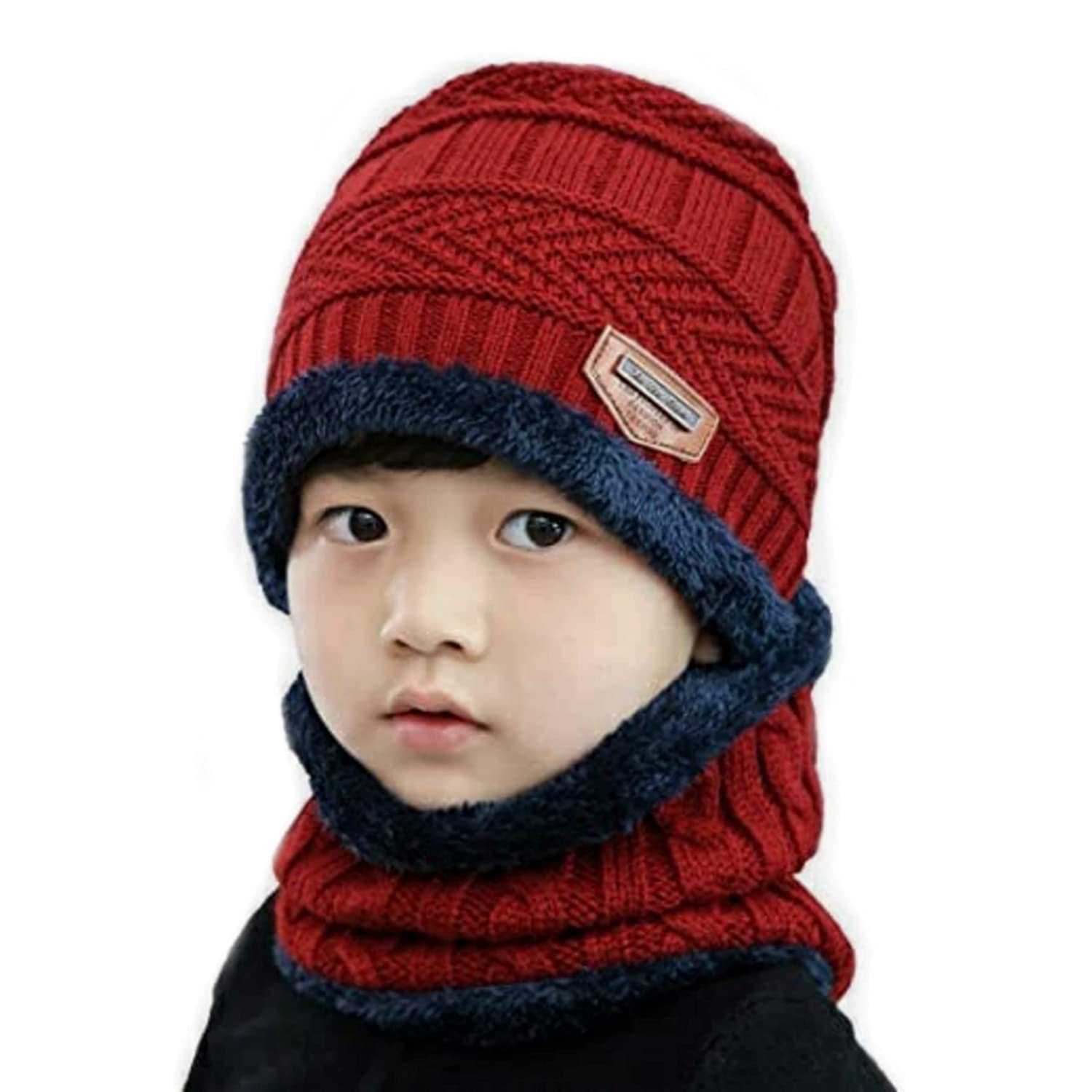 YOUTH RIDEKids Winter caps Unisex Beanie Scarf Set fit for 4-13 Years Old Toddler Kids Winter Caps for Kids Boy's and Girl's Free Size