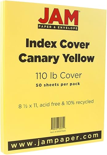 Miniatura 2 de JAM PAPER Vellum Bristol - Cartulina índice, 110 libras, cubierta de 8.5 x 11 pulgadas, 8.50 ozm, vellum amarillo canario, 50 hojaspaquete