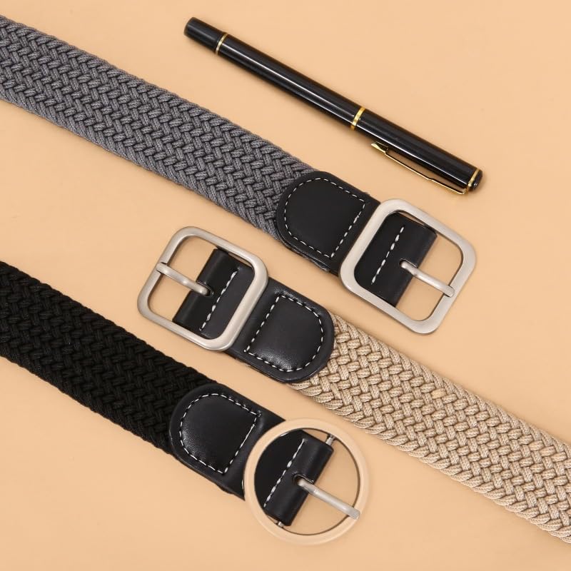 Xiao Hua Stretch Belt for men and women,Elastic Woven Braided belt,Casual comfortable and versatile practical accessories for dressing,41.34 inches(Navy blue)3