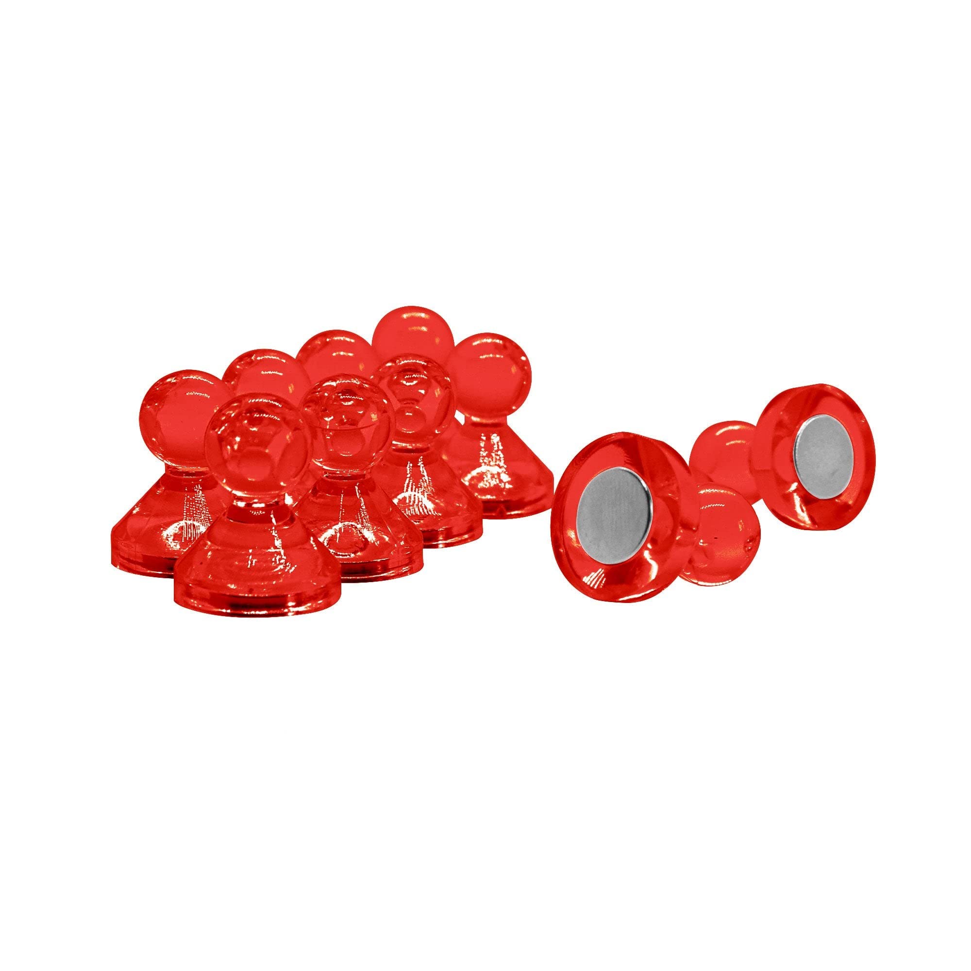 Gran Imán de Oficina de Pinza Acrílico Rojo para Refrigerador, Pizarra, Tablero de Anuncios, Archivador - 21mm de Diámetro x 26mm de Alto - Paquete de 100