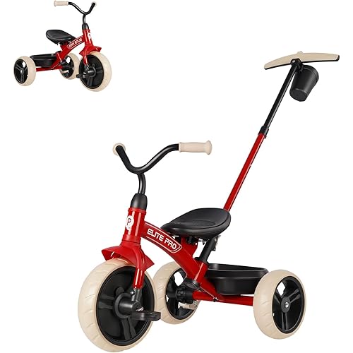 Toddler Tricycles for 2 to 6 Year olds-2 in 1 Kid's Trikes Bike with Push Handles Adjustable & Removable, Push Bike with Toy Storage Basket for Boys & Girls Tricycle Gift