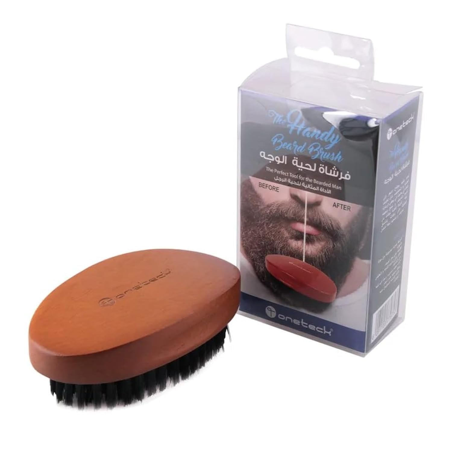 Oneteck Beard Brush With Nylon Bristle All Natural Hand Crafted Brush A Perfect Tool To Men