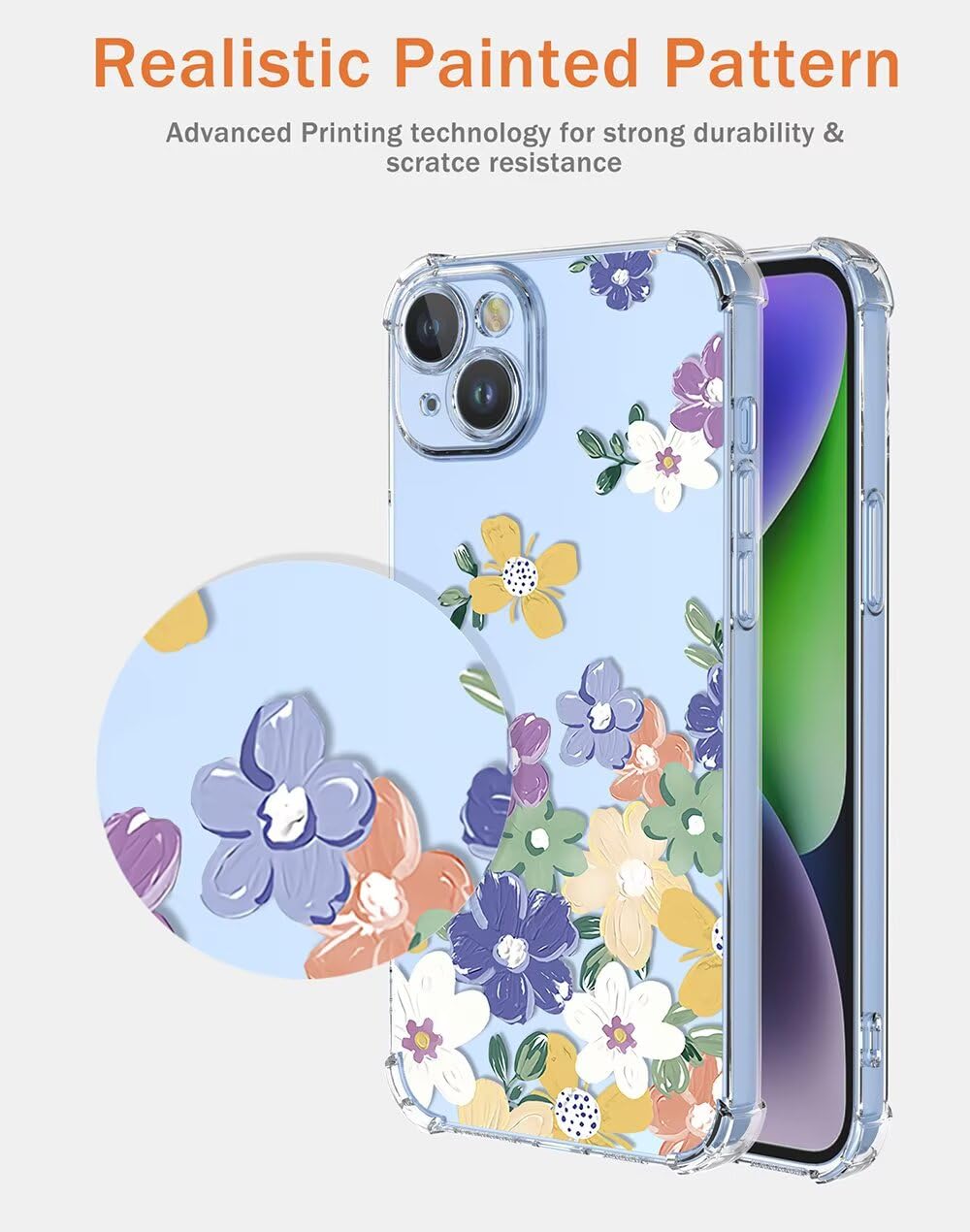 SEAHAI Cover per HONOR 400 Lite 5G, Custodia Protettiva Ultra Sottile ed Elegante in Silicone TPU Trasparente, Bello Fiori Colorful Cover Antiurto Case - Viti