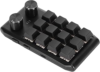 Vikye Mini Keypad, 12 Mechanical Keys 2 Knobs Programming Macro Keypad, Mini Custom Keypad with Programmable Red Switch for PC Gaming Multimedia (Wired USB)