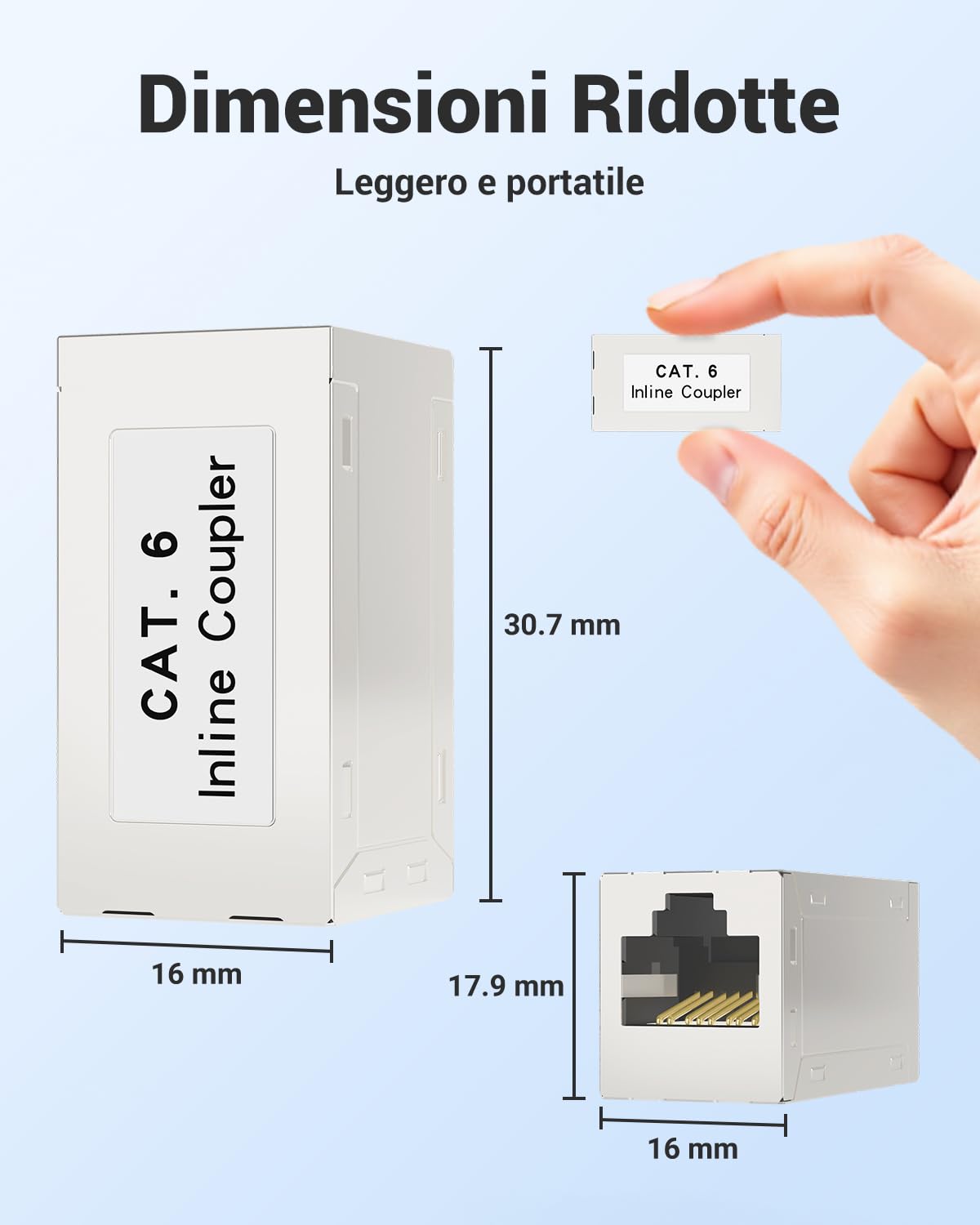 VCE Accoppiatore RJ45 Femmina Schermato, Adattatore RJ45 POE Cat6/Cat5e/Cat5, Prolunga Cavo LAN 5 Pezzi, per Router, Modem, PC, TV