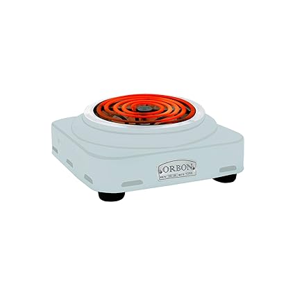 ORBON Square 1250 Watts Electric Coil Cooking Stove | Hookah Coal Burner | Electric Cooking Heater | Induction Cooktop | G Coil Hot Plate Cooking Stove | Works With All Metal Cookwares (Silver Chrome)