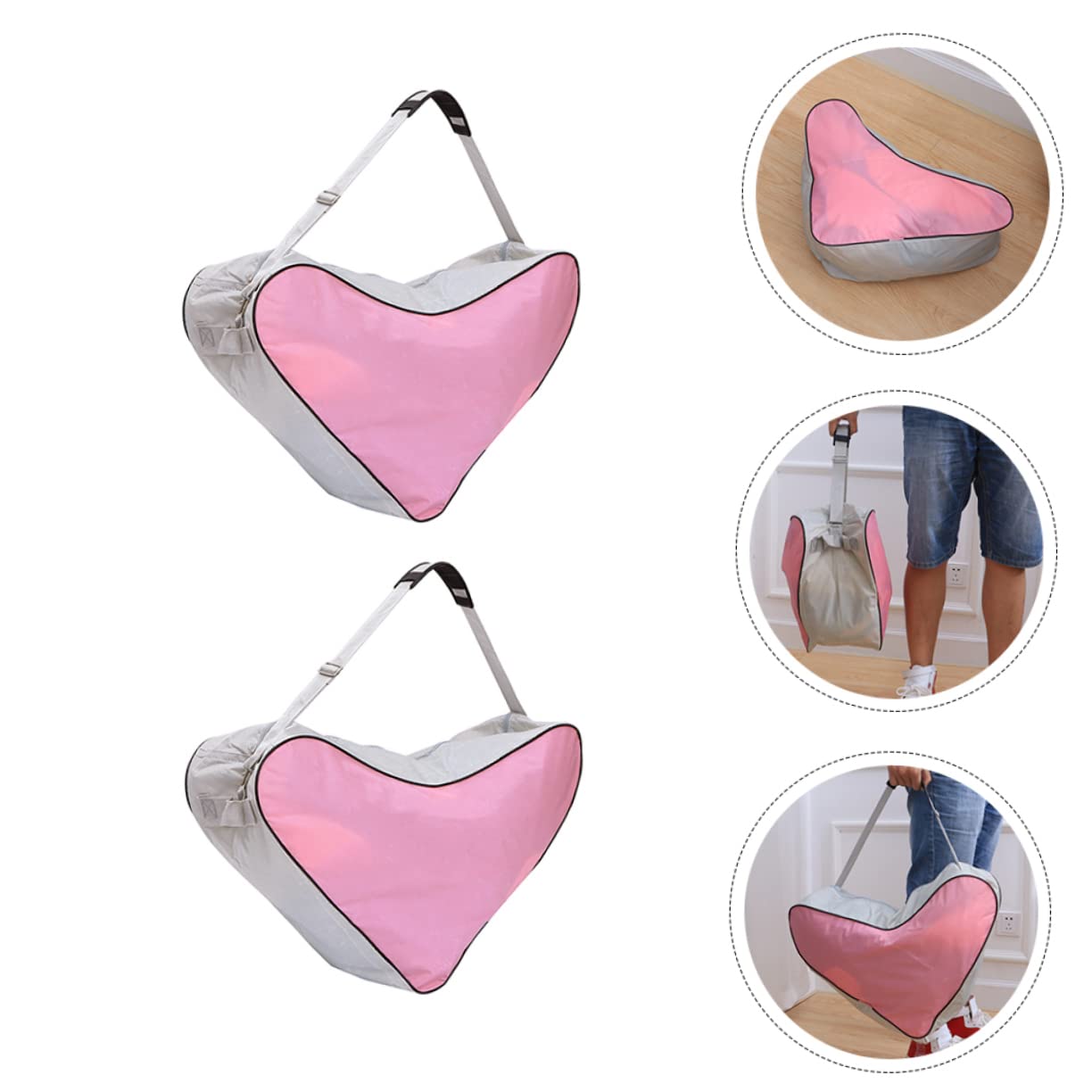 Borsa Portaoggetti Triangolare per Roller Skates e Ice Skates 2 Pezzi | Tessuto Oxford Rosa, Design Portatile Riutilizzabile, Facile da Pulire