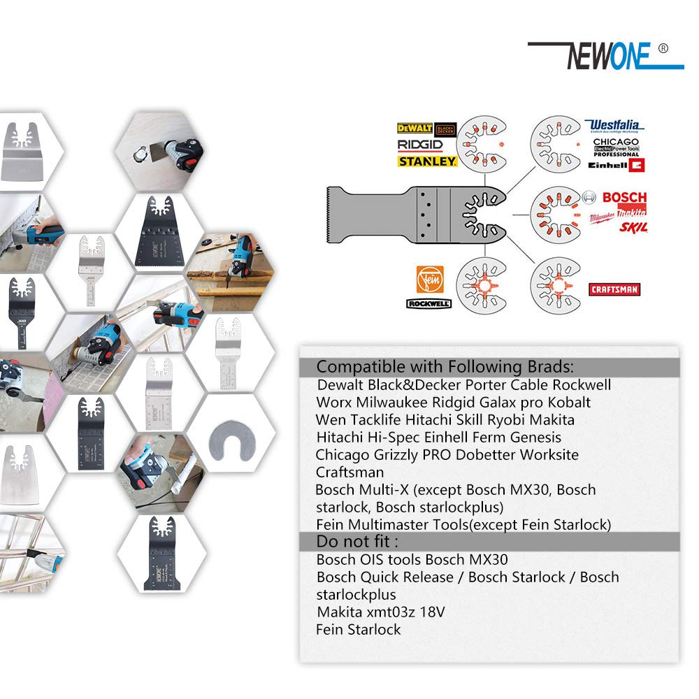 NEWONE 10-Pack HCS Oscillating Multi-Tool Blades 45mm – Starlock Compatible – Fits Fein Multimaster, Bosch, Milwaukee, Makita, Metabo, Hitachi, AEG, Einhell And More