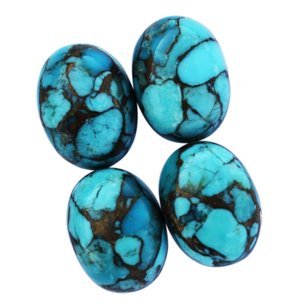 Ravishing Impressions Jewellery 15X20 MM AAA+ Quality Blue Copper Turquoise Cabochon for Making Jewelry, Oval Shape Handmade BCT 15X20 MM