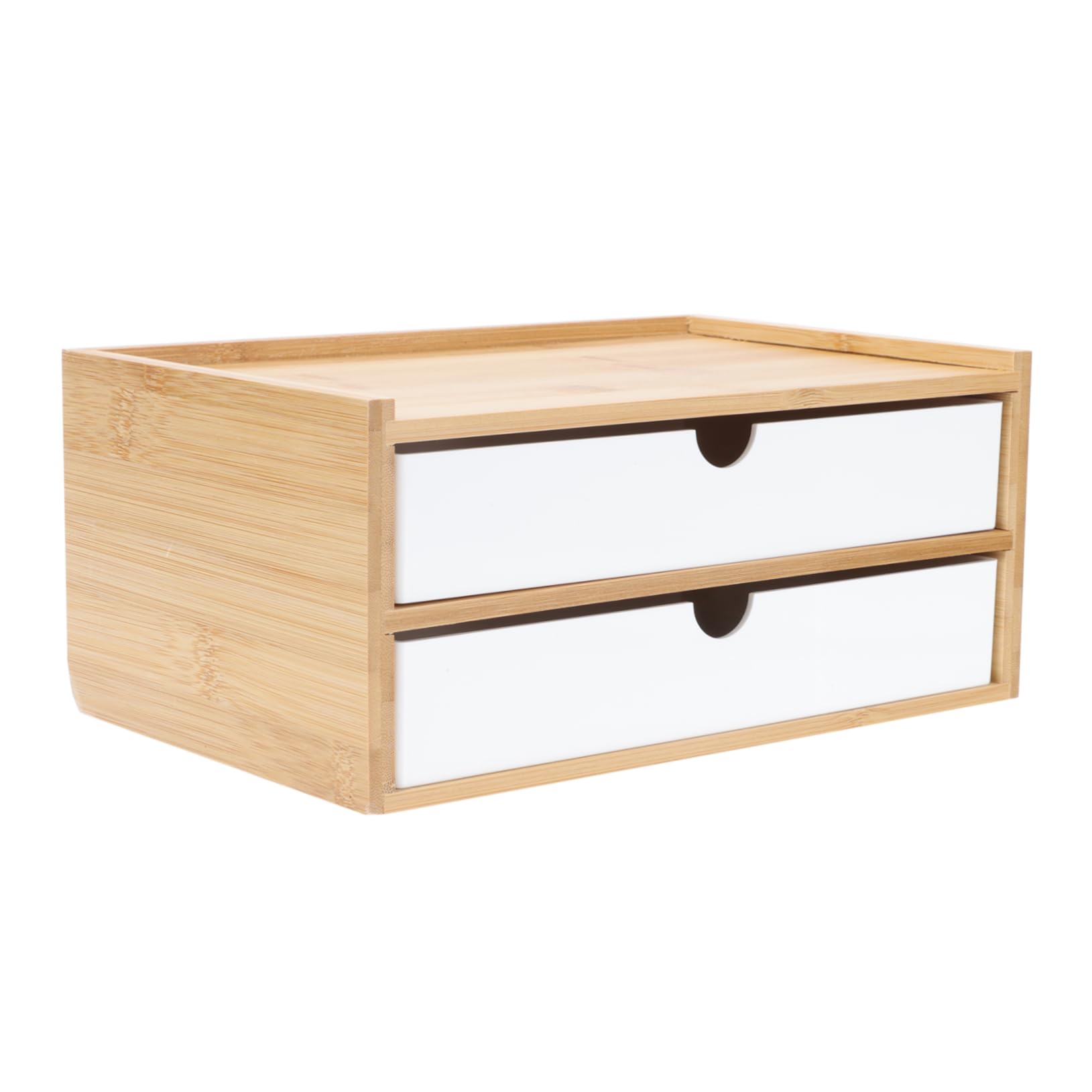 Caja de Almacenamiento Compartimentos Separados para Escritorio de Bambú y Abs Organizador Ecológico y Apilable para Maquillaje para Productos de Cuidado
