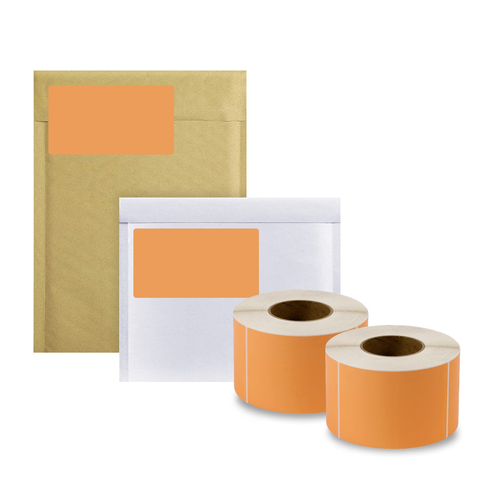 ABC PACK & SUPPLY Thermal Transfer Labels 4 x 6 Inch, Fluorescent Orange Matte Finish, 3 Inch Core, Perforated, 1000 Labels per Roll, 4 Rolls per Box,