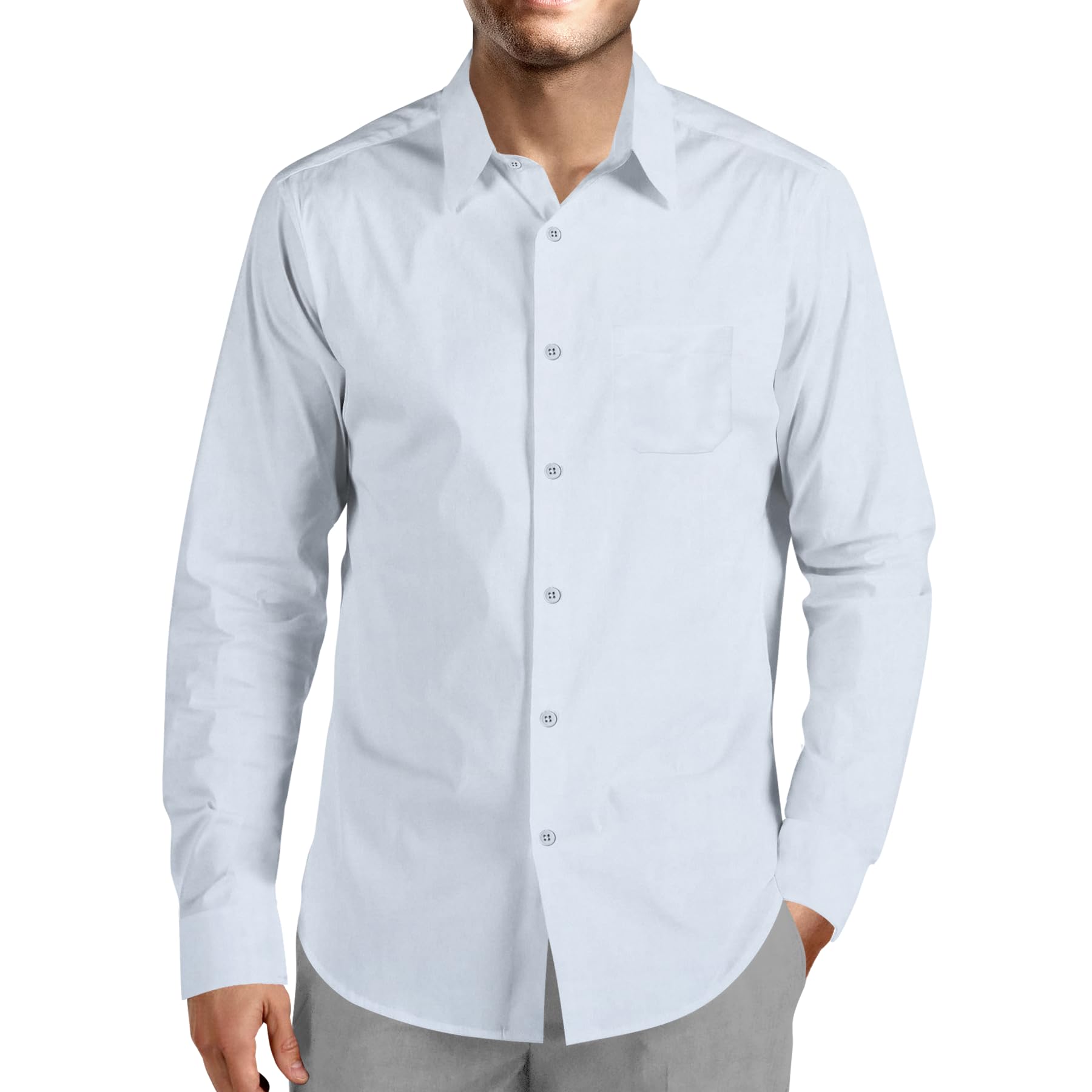 Unstitched White Viscose Solid Shirt Fabric-image-43