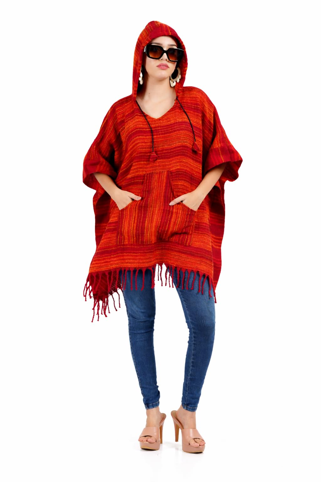Women WInter Poncho with Hood | Stylish Winter Cape Shawl | Soft Warm Free Size Poncho for Women-image-25