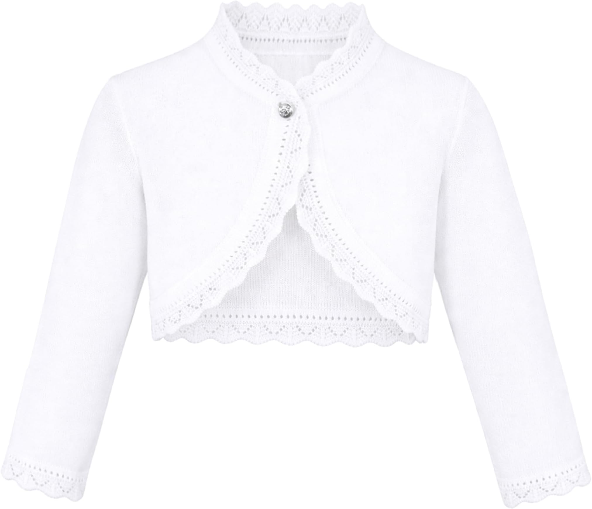 Little Girls' Knit Long Sleeve Button Closure Bolero Cardigan Shrug