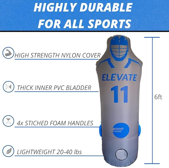 Elevate Inflatable Defender Dummy with Air Pump, Sports Trainer | Training Aid for Lacrosse, Soccer, Basketball, Field Hockey & Punching