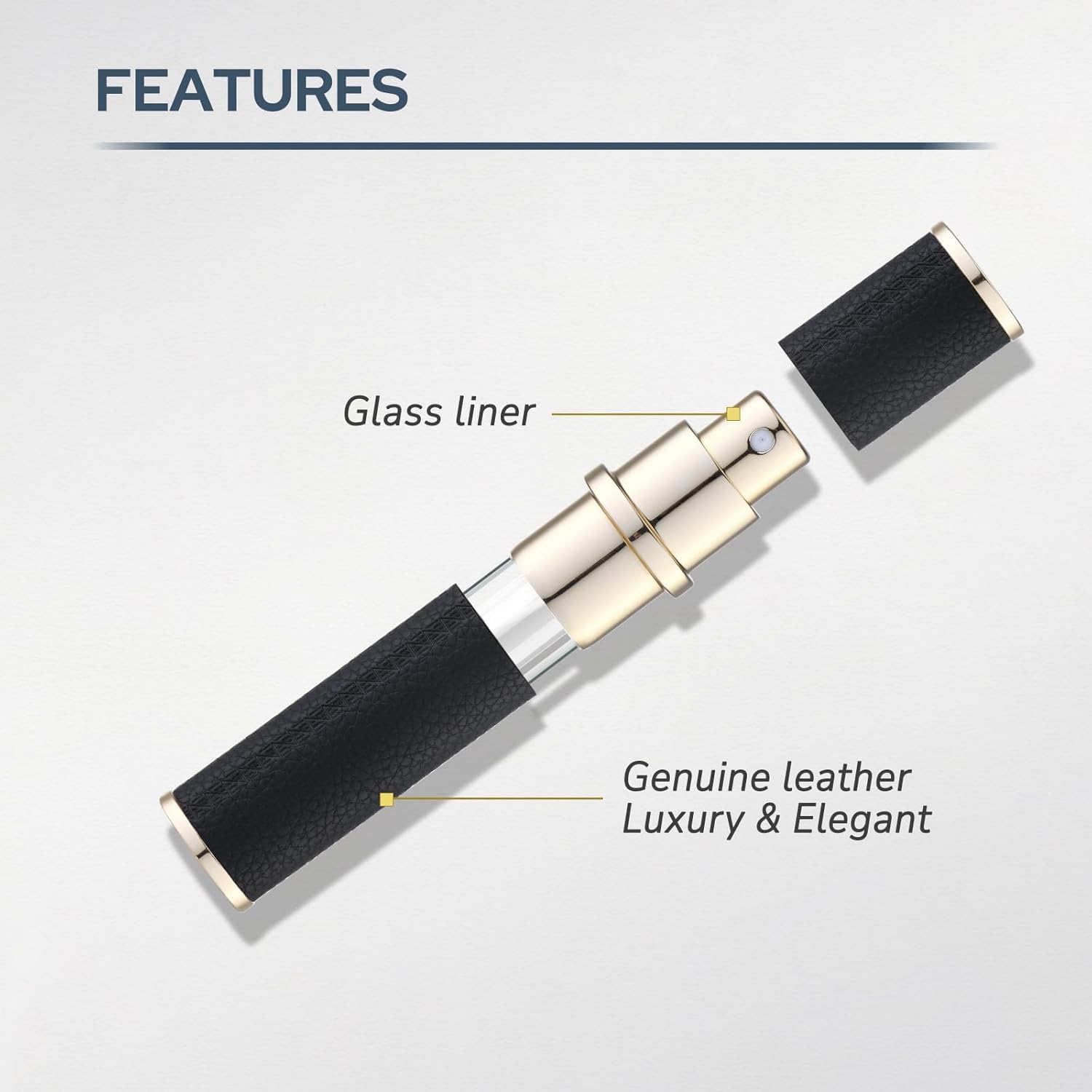 Fusupak Bouteille de parfum de voyage rechargeable – Mini pulvérisateur portable en cuir pour eau de Cologne – Distributeur de parfum vide de petite taille, marron, 10 milliliters