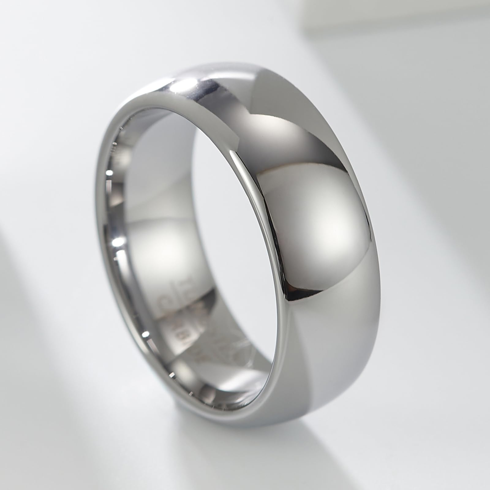 Serie Lineage: Fascia Classica Curvata | Anello Nuziale Unisex in Tungsteno Lucidato Larghezza 8mm (Misura USA)