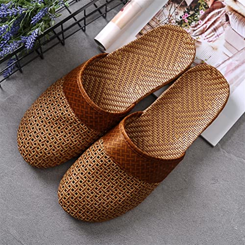 Image of AYGJKIE Flax Tatami Slippers No Slip Indoor Slippers Closed Toe Non Skid Rubber Soles-Breathable and Sweat-wicking Summer Slide Sandals