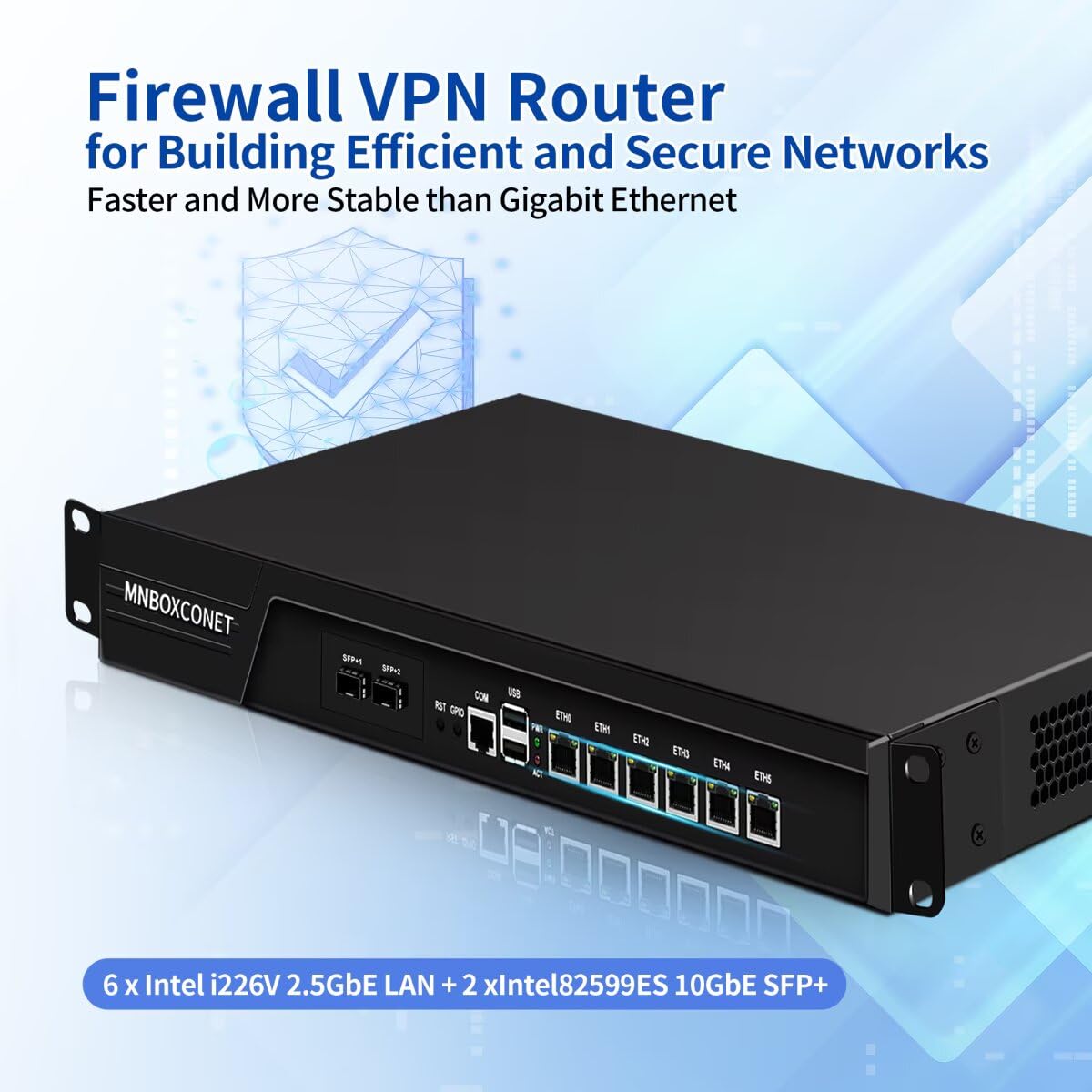 1U Cabinet Core i7 3520M Firewall Appliance 989 Network Security Industrial Control Server, 2 x 10Gigabit SFP+, DDR3 8GB RAM 128GB SSD, 6 x 2.5GbE I226v LAN, RJ45 Console OPNsense