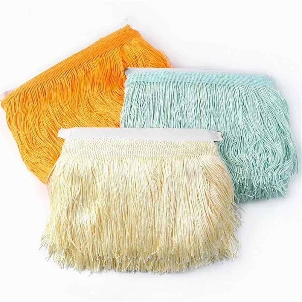 Borlas de poliéster con flecos de 10 m, 10, 15, 20 y 30 cm de largo, cinta de encaje para decoración de ropa, accesorios de costura